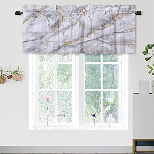 Curtain Valance for Kitchen Windows 54″W x 18″L (Pack of 1) Marble White-3