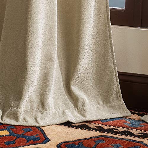 Naples Chenille Solid Back Tab Window Curtain 37″W x 95″L (Pack of 2) Natural