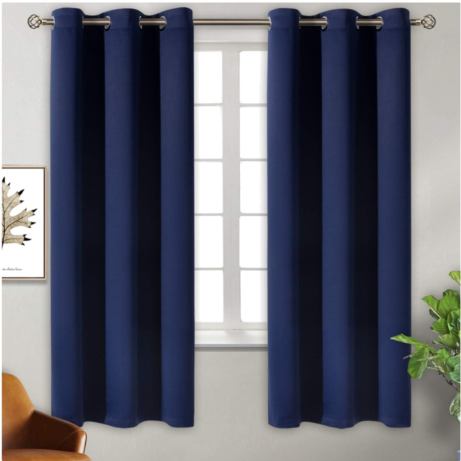 Privacy Protection Curtains – Navy Blue 38×63 Inch, 2 Pack