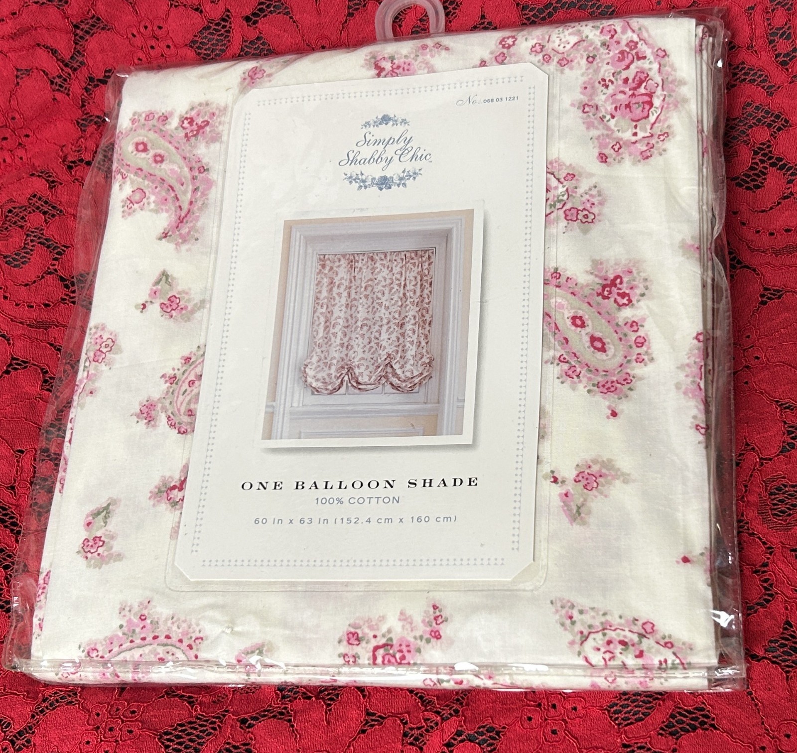 NEW~Window Balloon Shade~Simply Shabby Chic rose paisley valance curtain~60″x63″