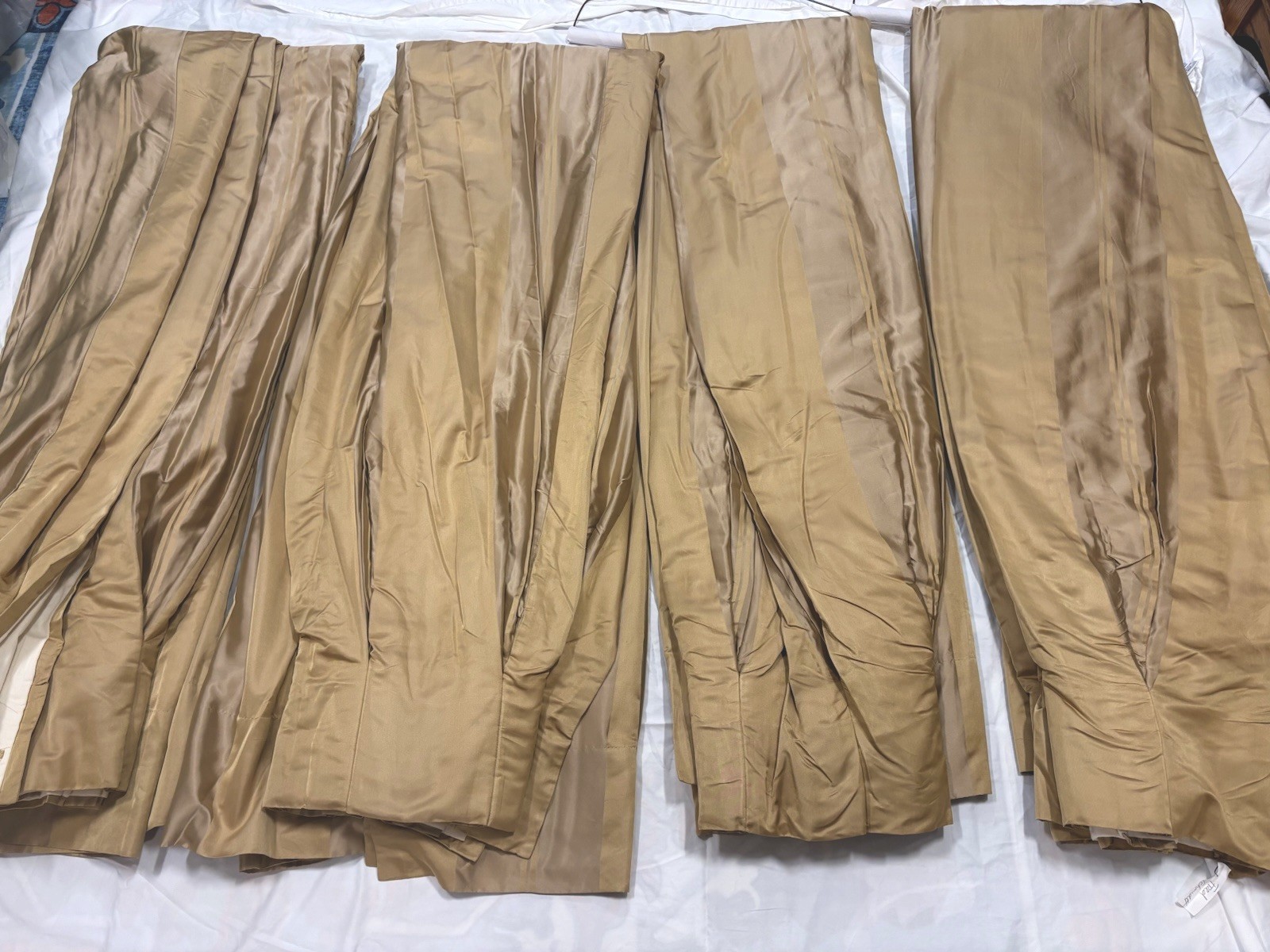 Restoration Hardware Thia Silk CurtainsPleated Interlined Thermal/ Gold/Tan