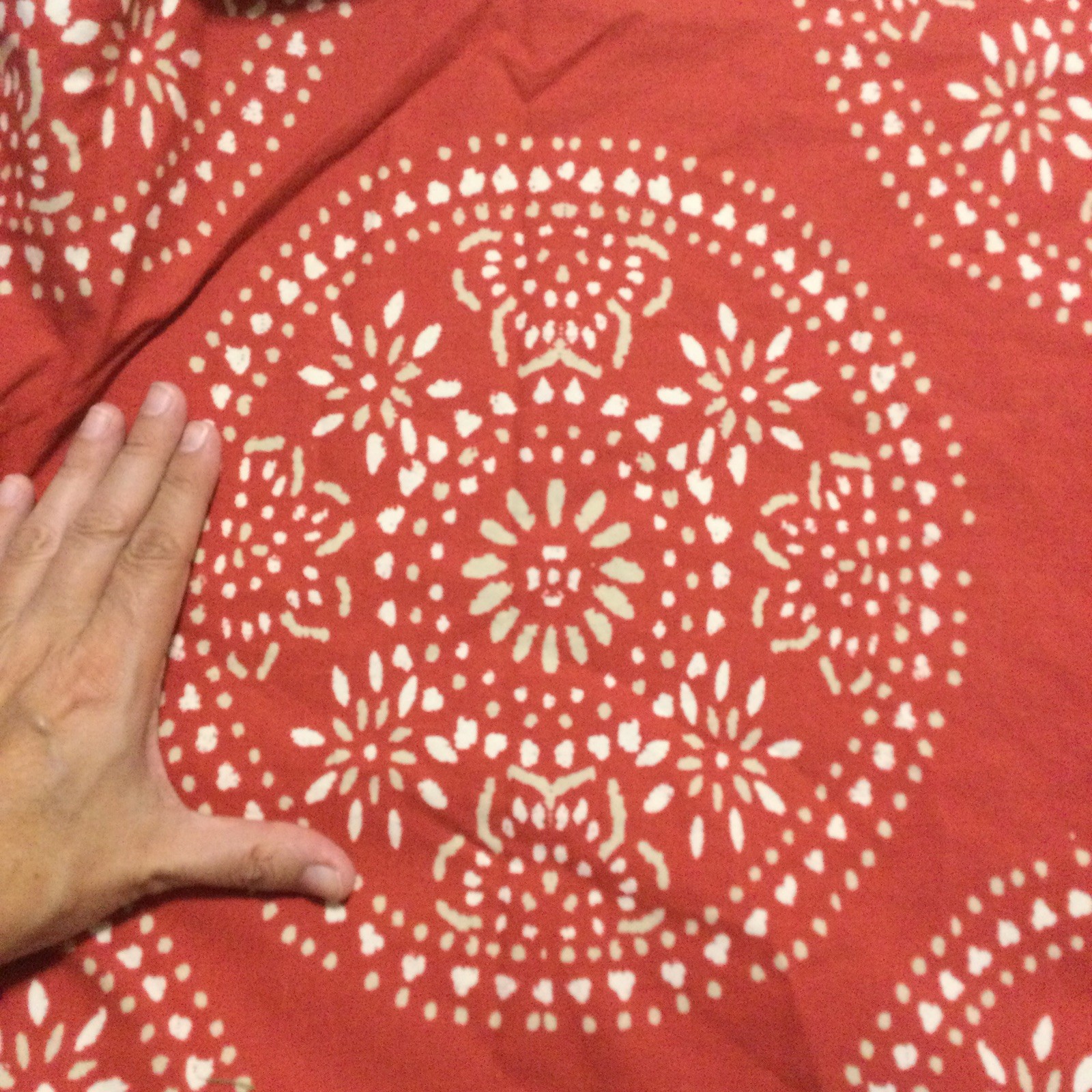 Threshold Set of 2 Red Orange Batik Curtain Panels Cotton Rod Pocket 52” x 84”
