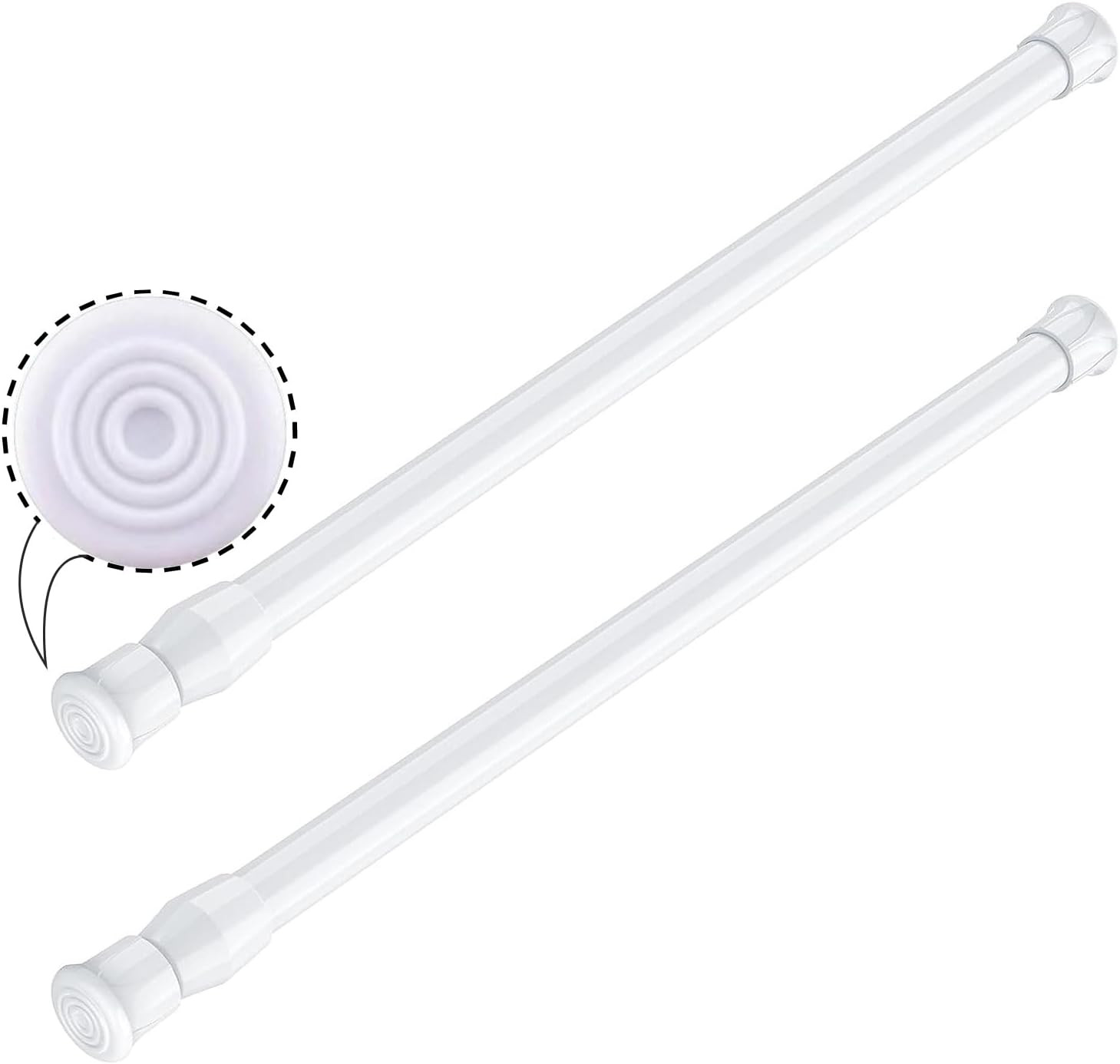 2pcs White Tension Rod 7 to 11 Inch Expandable Spring Rods,No Drilling Rustproof