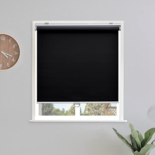 out Roller Shades Blinds Cordless for Windows Pull Down Room 35″W x 72″H Black