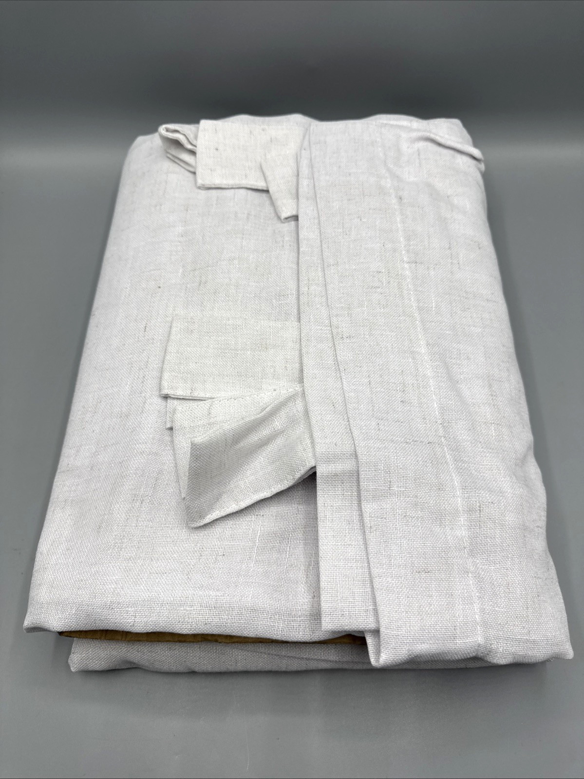 Natural Effect Extra Long Linen Curtain Panels Heathered White 52”x108”
