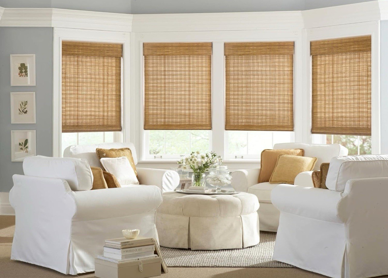 LazBlinds No Tools No Drill Cordless Bamboo Roman Shades 27” W X 64” H