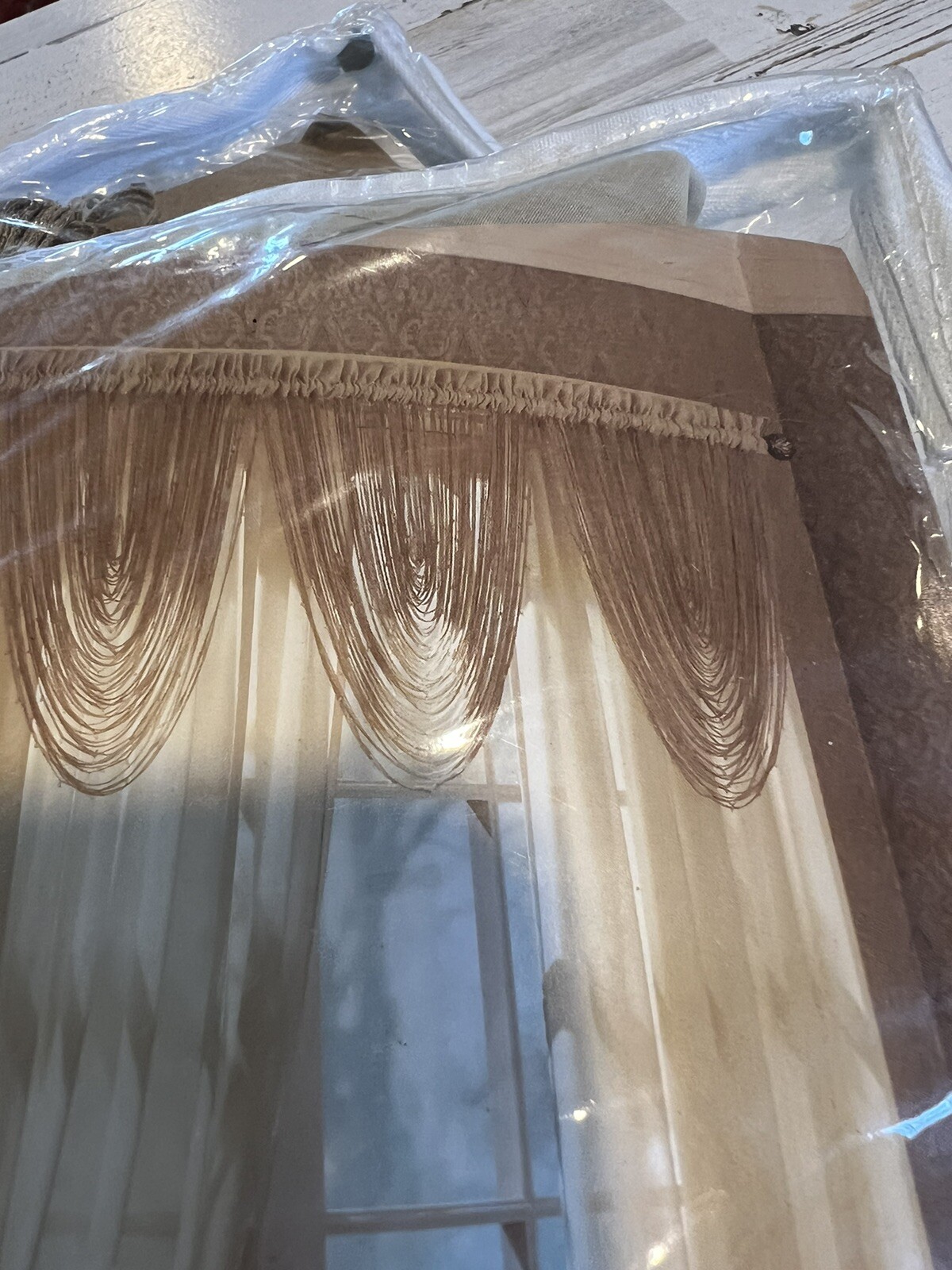 Beige Waterfall Valance 52 X 30“ Set Of 2