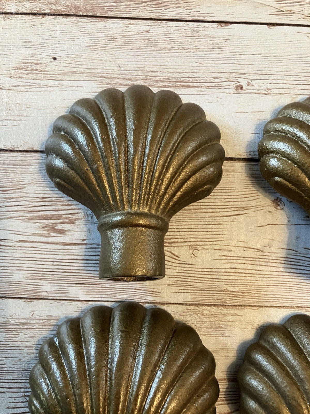 Vintage Art Deco Style Antiqued Brass Style 3″ Finial Curtain Rod End Lot Of 4