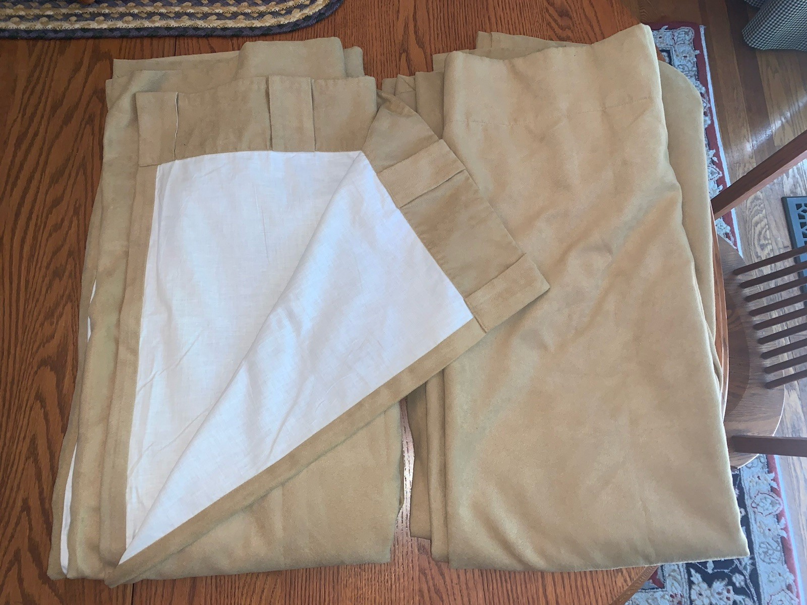 Set of 2 POTTERY BARN Everyday Suede Curtains Lined Panels Camel Beige 50”x 96”