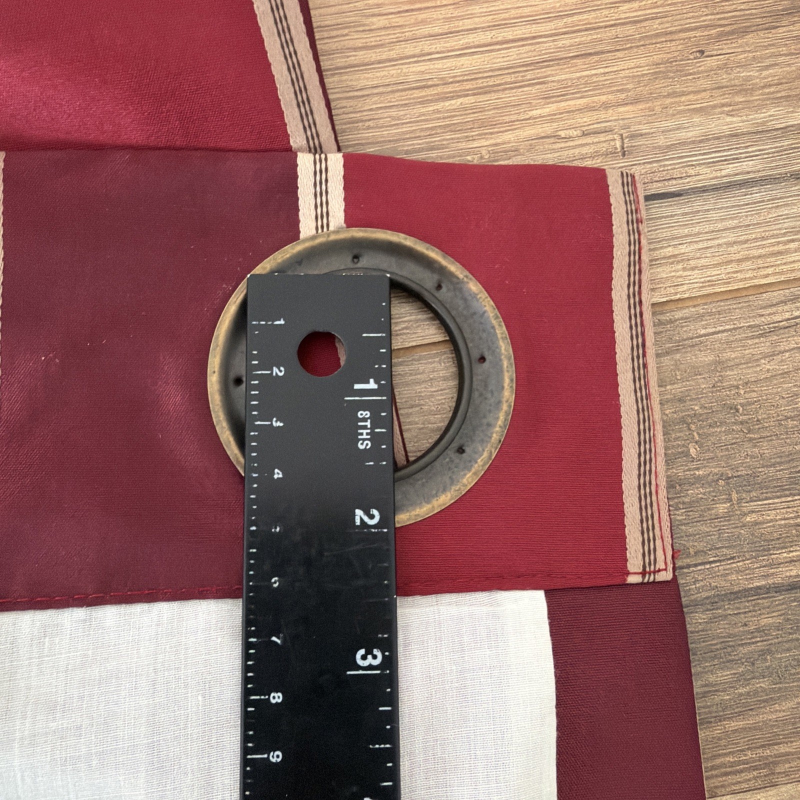 World Market Lot 2 Curtain Panels 54” X 84 Bronze Grommet Red Gold Stripe Lined