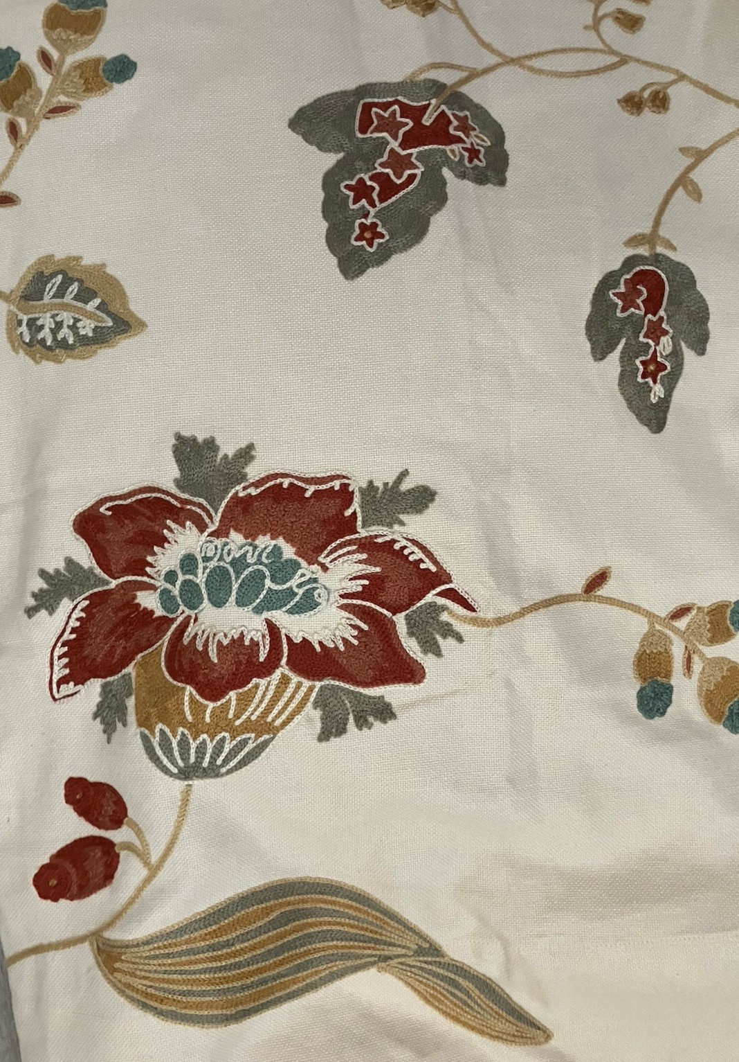 Pottery Barn Margaritte Embroidered Floral 2x Window Curtains Drape Panel 50×82”