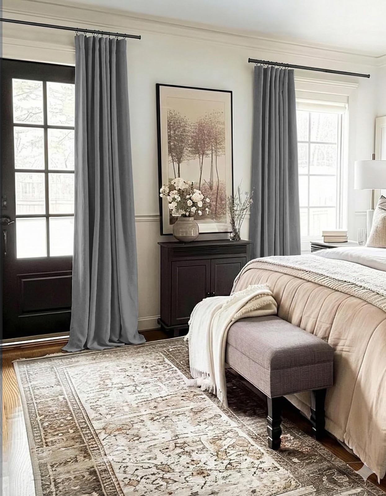 100% Blackout Shield Linen Blackout Curtains 120 Inches (10 ft) Long 2 Panels…