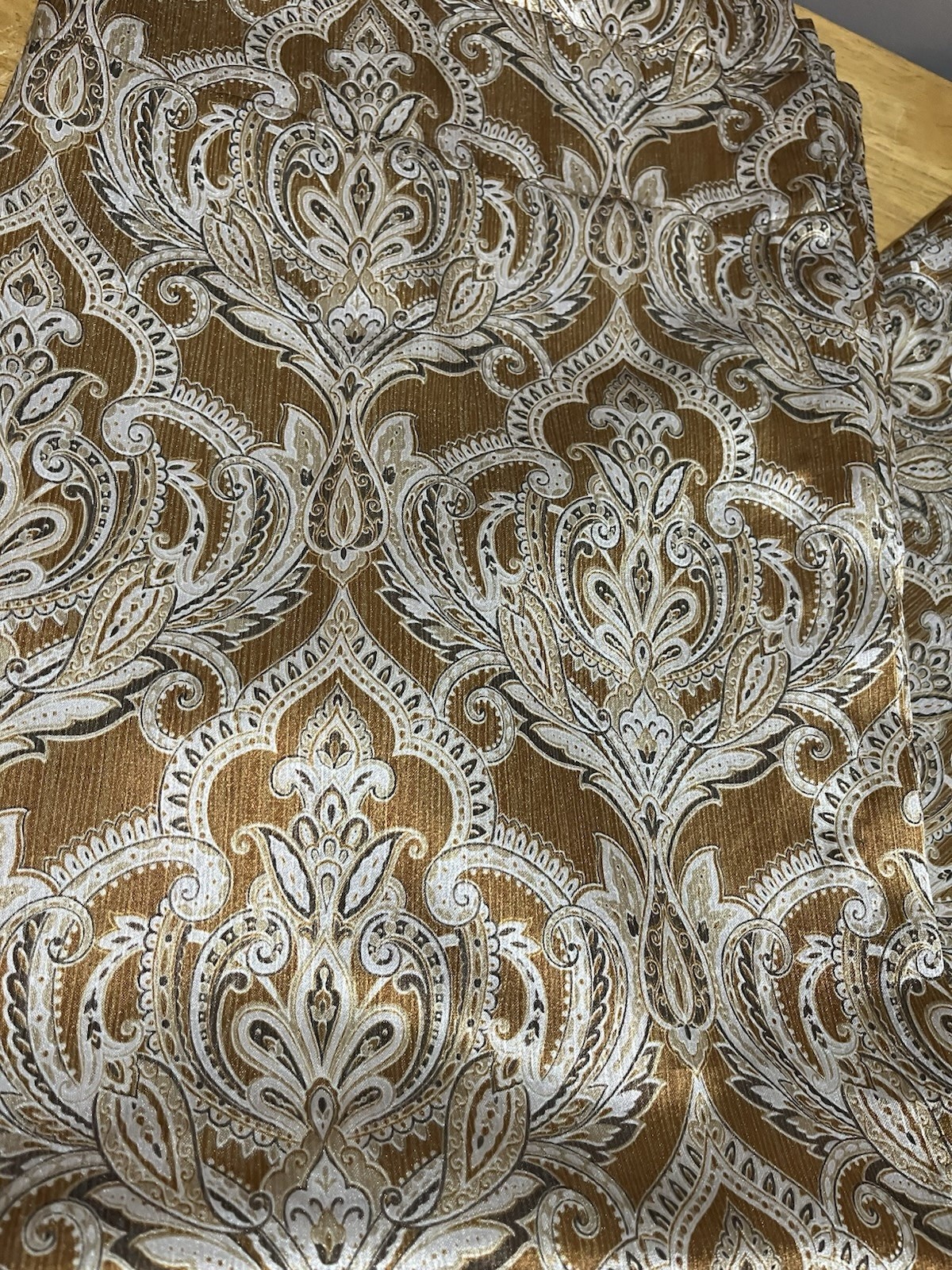 JCPenney Home Jacquard Copper Curtain (2) Panels 54×84” Art Deco Baroque