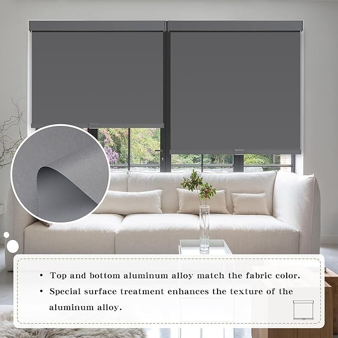Blackout Roller Shades w/ Valence Insulate – Free Stop Pull Down 40″W x 72″L