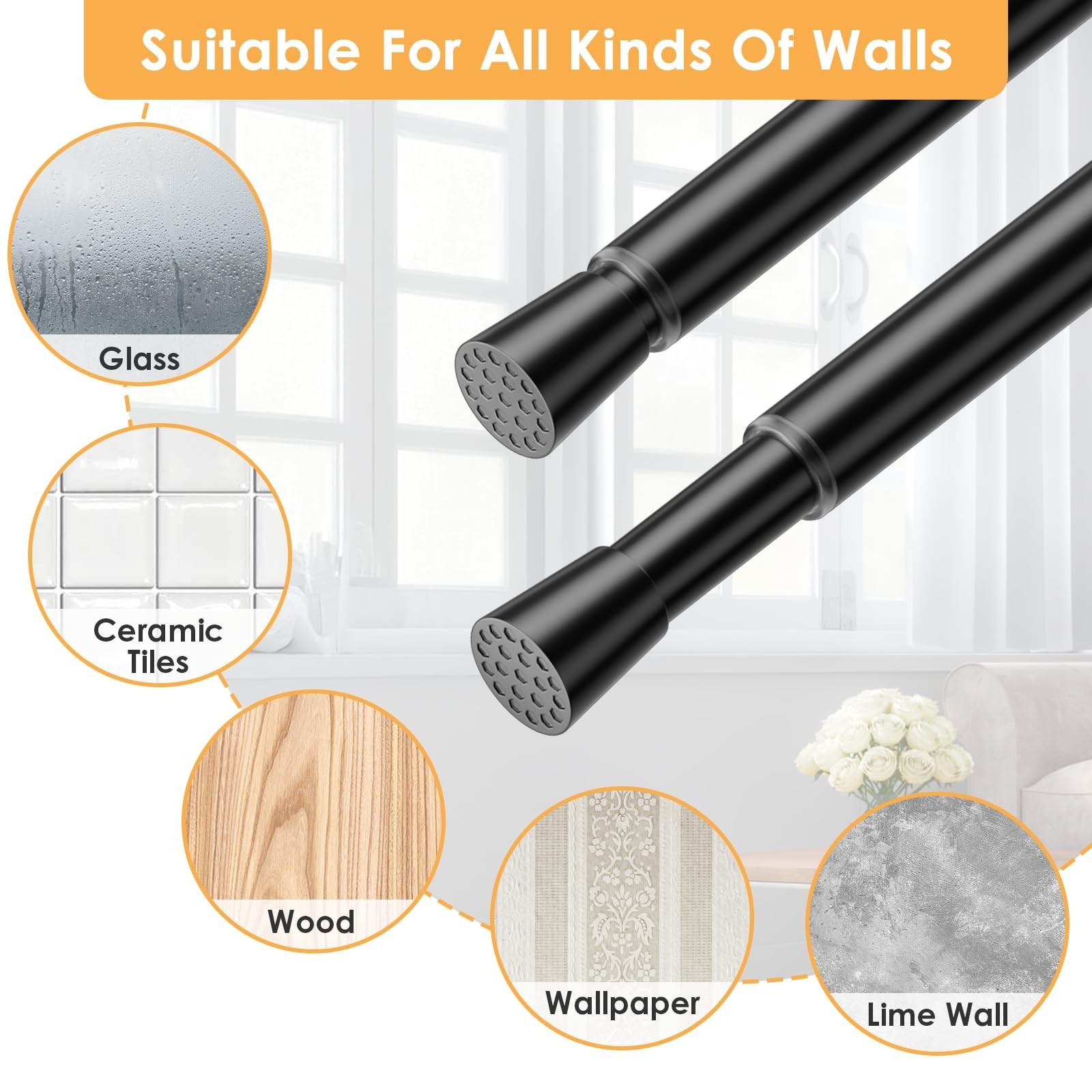 2 Pack Tension Curtain Rod 8 to 12 Inch, DIY Mini Spring Curtain Rods No Dril…