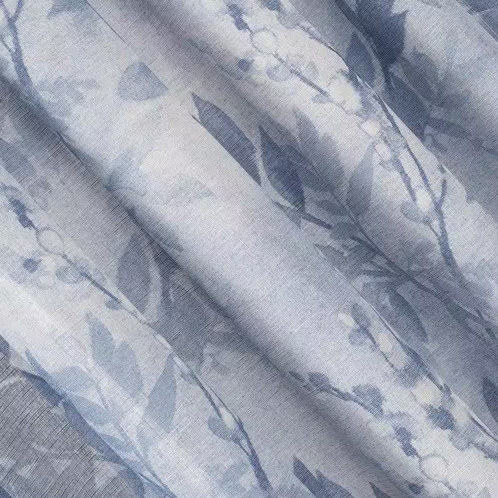Hilary Blue Polyester 54 In. W X 84 In. L Rod Pocket Light Filtering Curtain (Si