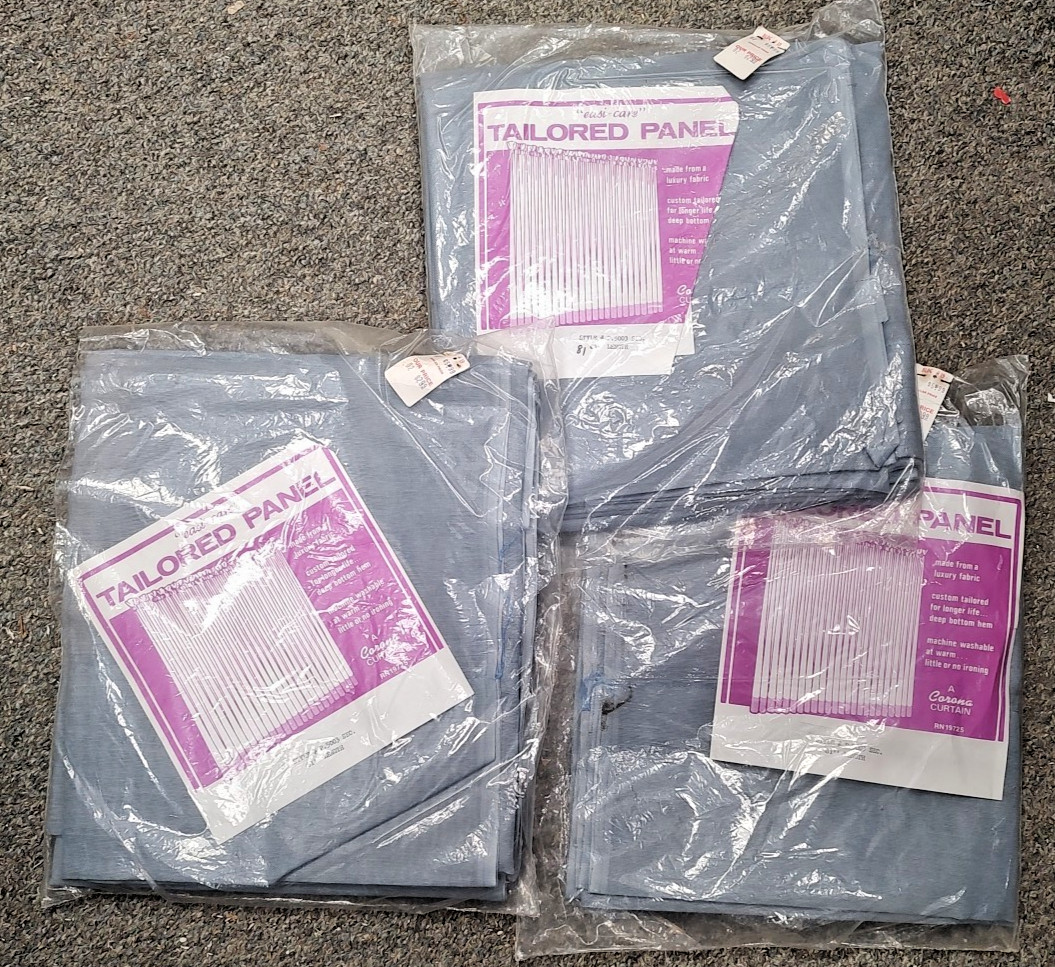 Set of 3 Tailored Blue Panels by Corona Curtain 81″ long Style# P5003