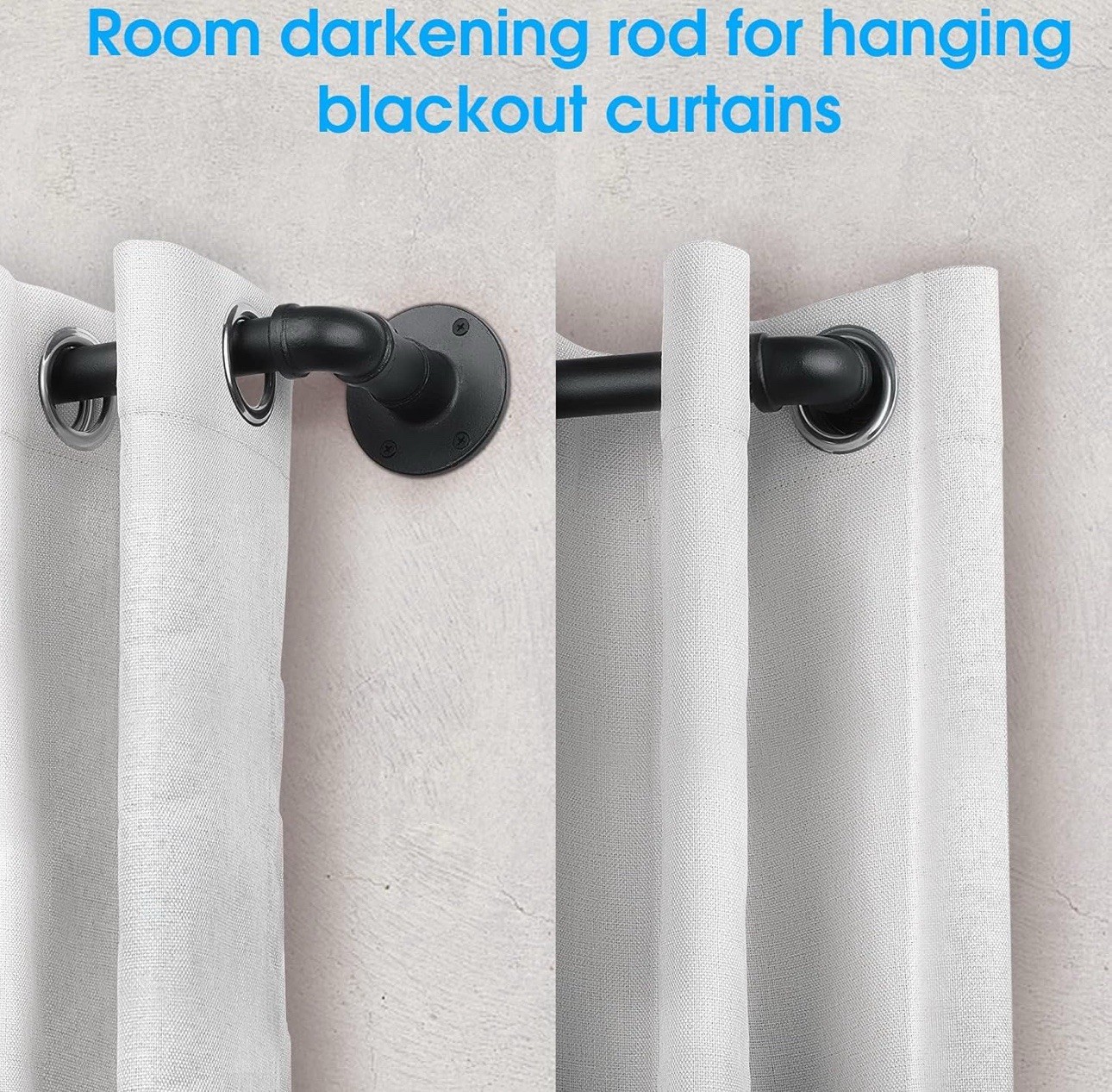 Industrial Black Curtain Rod for Windows adjustable from 48″to 84″, 1 in