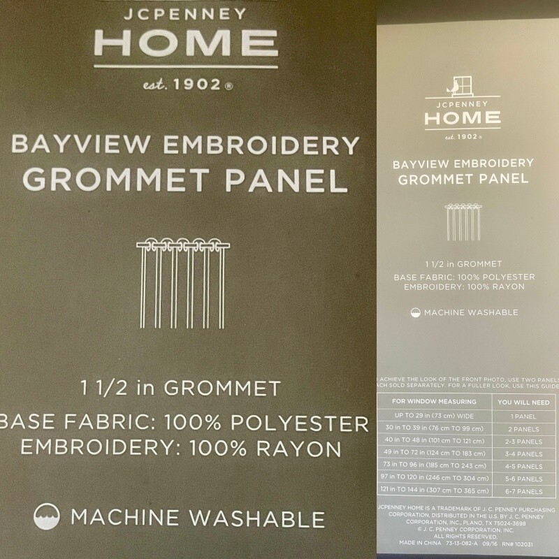 Lot of 4 – JCP Home Bayview Embroidery Grommet Panel 50X84 Ivory Linen NWT