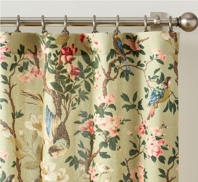 Pottery Barn Nola Set Of 2 Curtain Panels 50″ x 96″ GREEN Light Filtering NEW