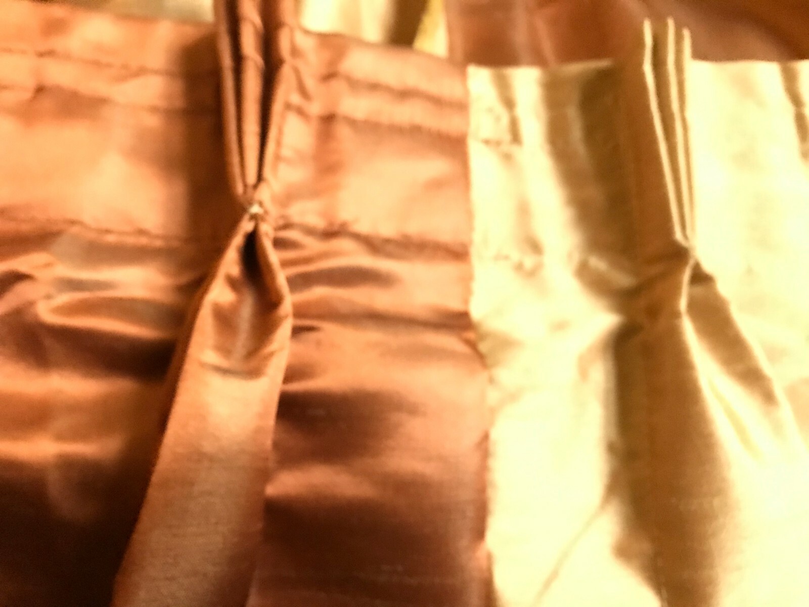 NEW CUSTOM MADE GOLD/RUST PLEATED SILK BLEND CURTAIN PANEL-FREE S&H
