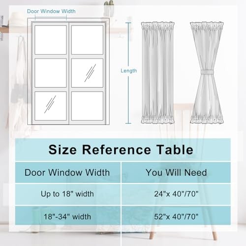 French Door Curtains for Small Window, Rod 52″W x 40″L (Pack of 1) Black