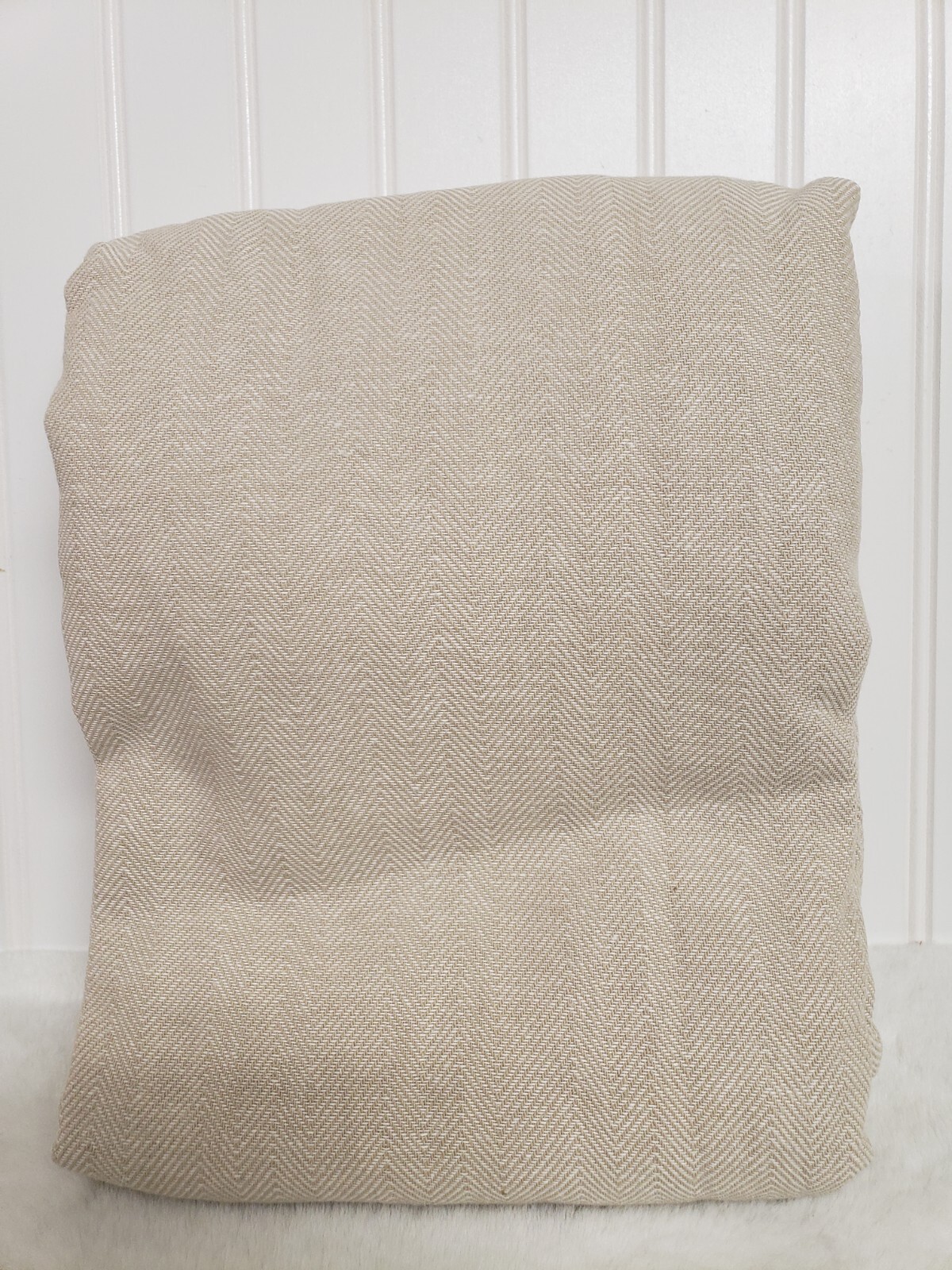 Pottery Barn Stella Herringbone Linen Flax Curtain Drapes Panel NEW 50×108