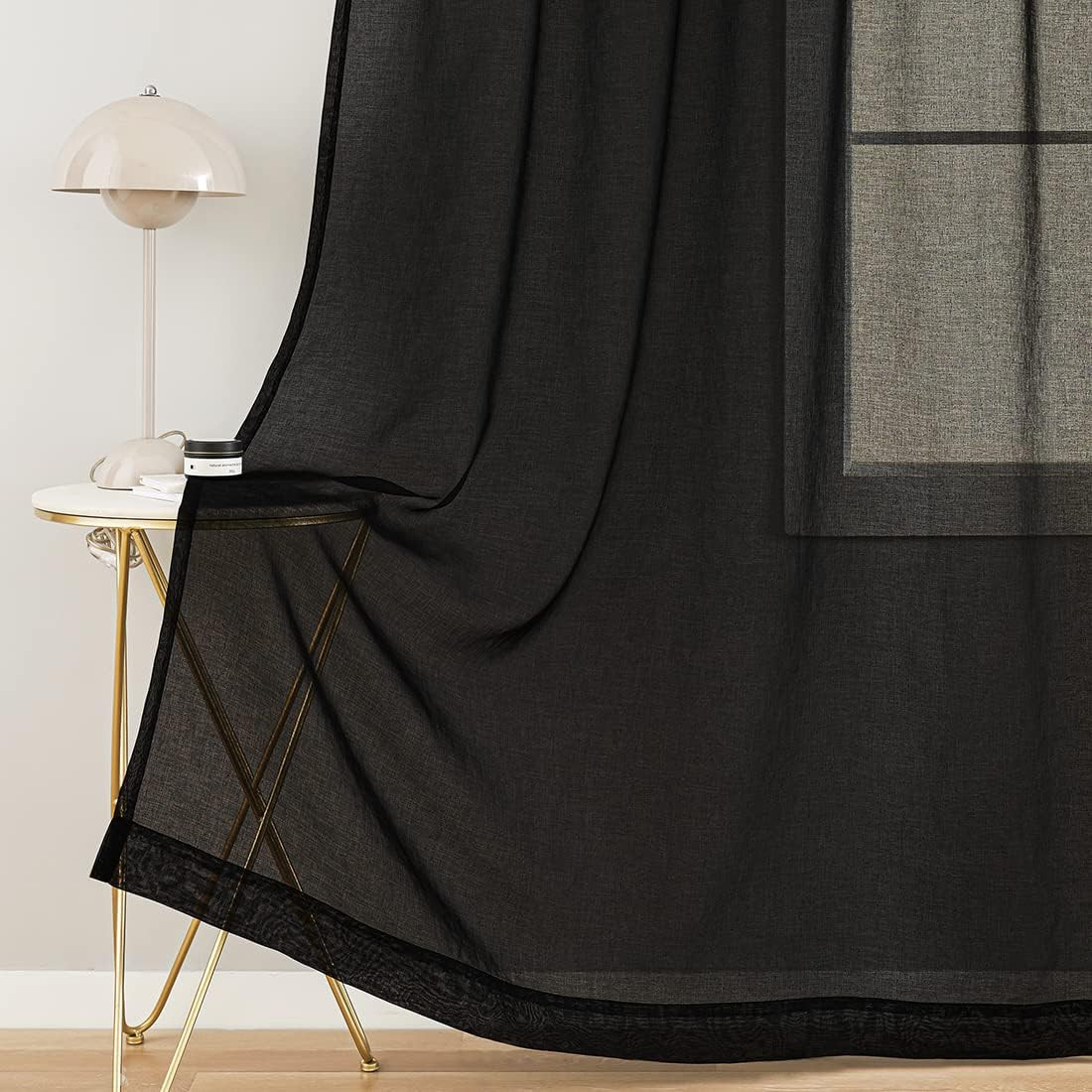 Sheer Curtains for Windows, Window Treatments Semi Crinkle Curtains, Rod Pocket