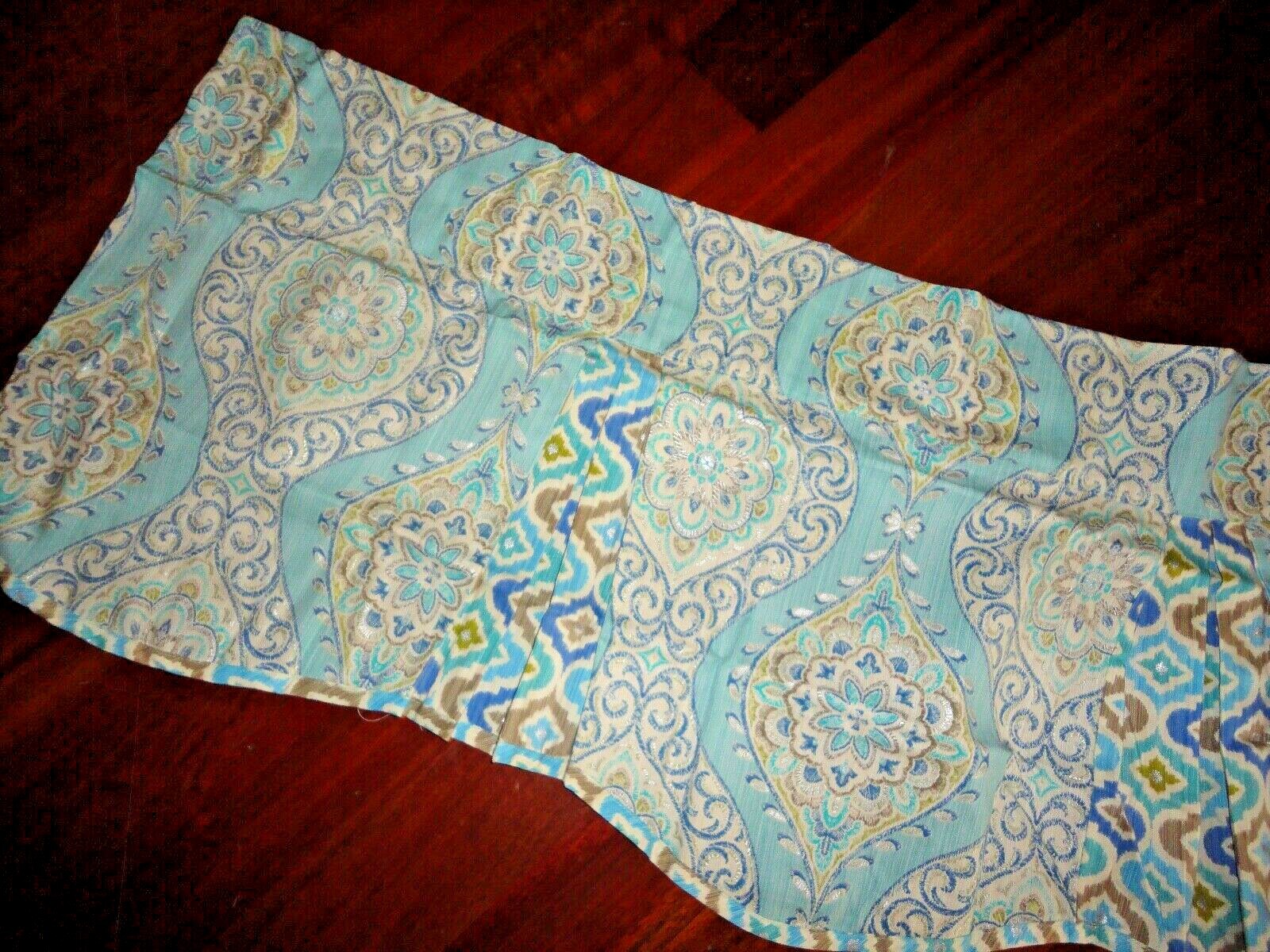 WAVERLY MOONLIT MEDALLION CELESTIAL TURQUOISE IKAT BLUE GREEN (1) VALANCE 52X18