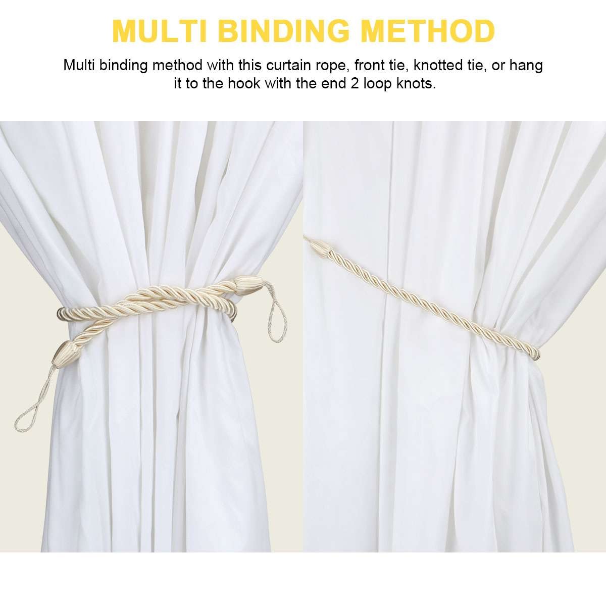 2/4X Curtain Rope Tie Backs Window Tieback Bandage Holdbacks Home Decor Handmade