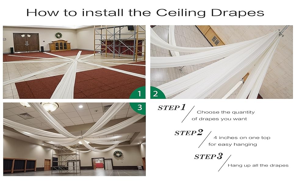 20ftx40ft Ivory Ceiling Curtain for Wedding Parties – 4 Panels Wrinkle-40 FT