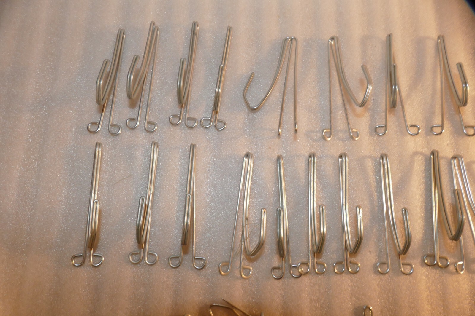 31 VINTAGE metal 3″ DRAPERY CURTAIN HOOKS + about 2 pounds assorted others LOT