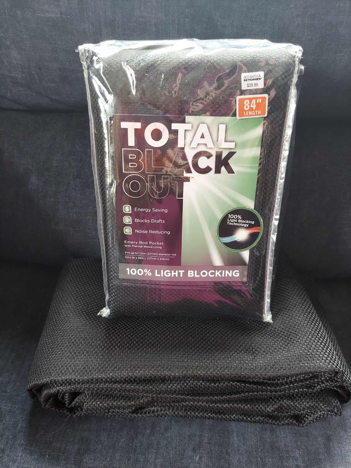 2 Pc TOTAL BLACK OUT CURTAINs 84″ LENGTH Emery Black New