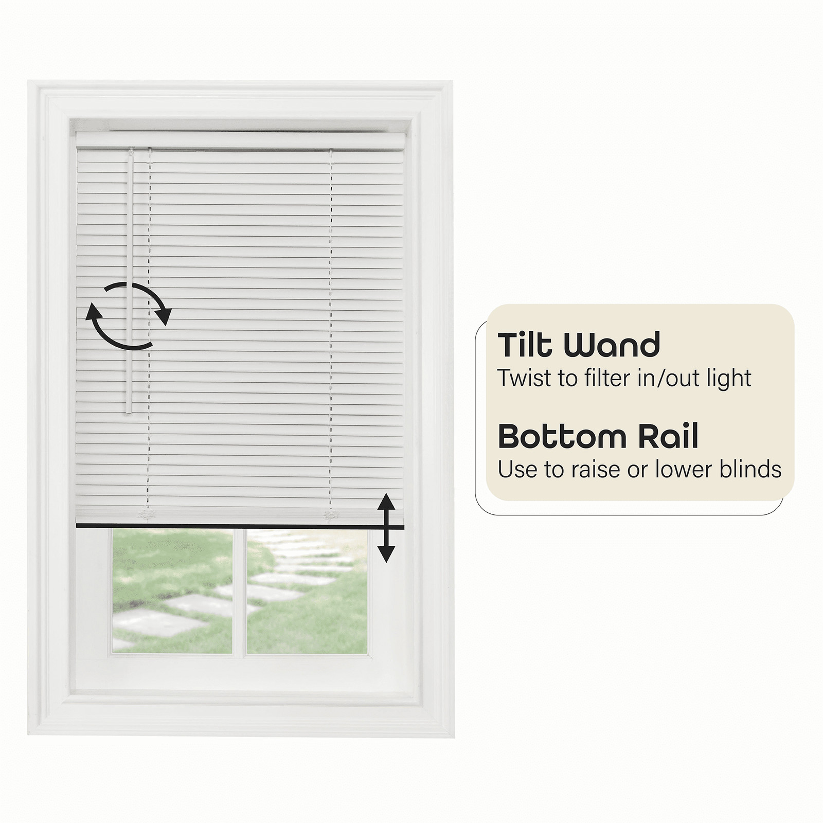 CORDLESS WINDOW BLINDS 64 Inch Long/24-70 Inch Wide/Vinyl/Light Filtering/White