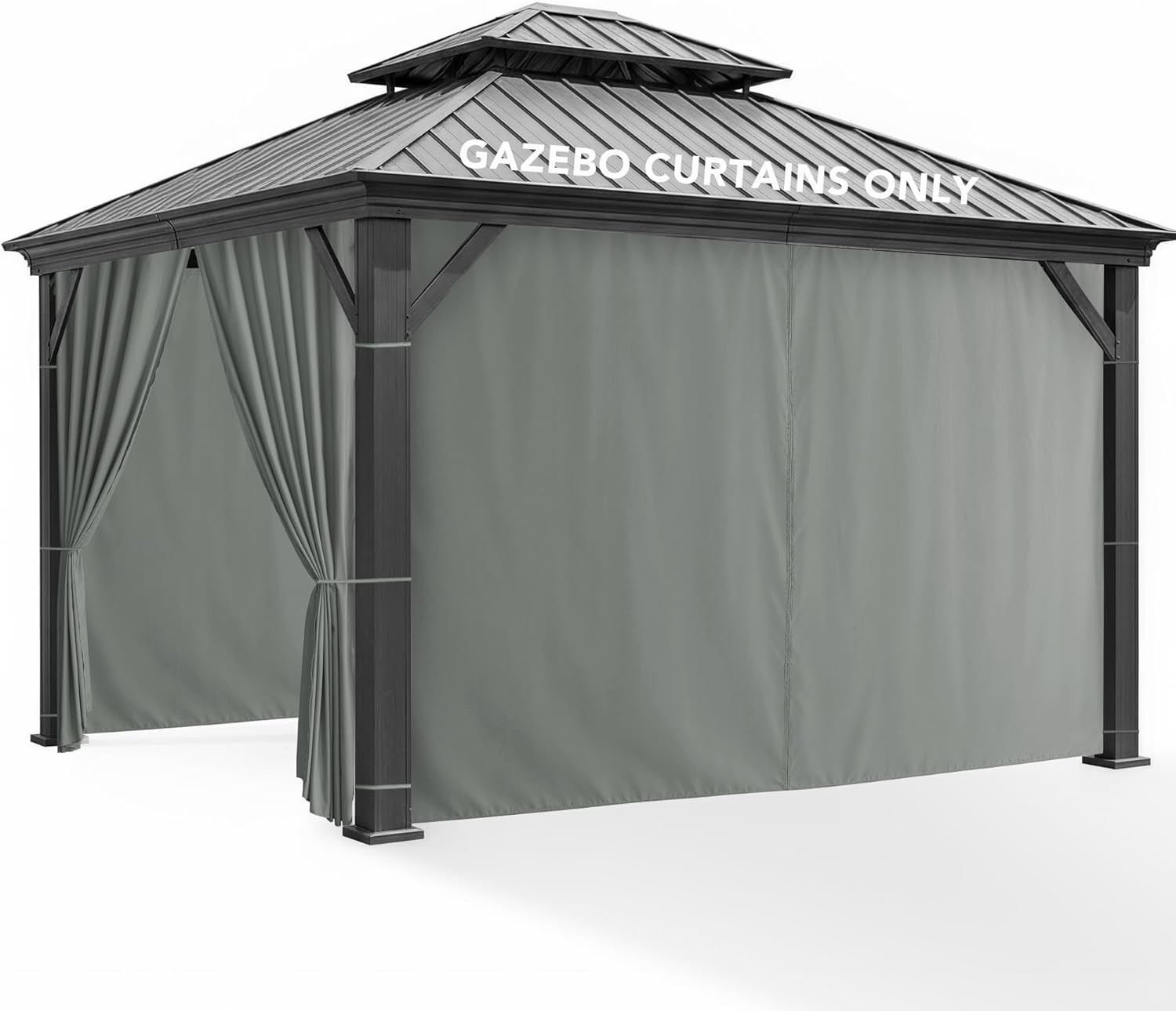 Pergola Privacy Curtains Grey 10x12x7 Ft 4 Panels Zipper