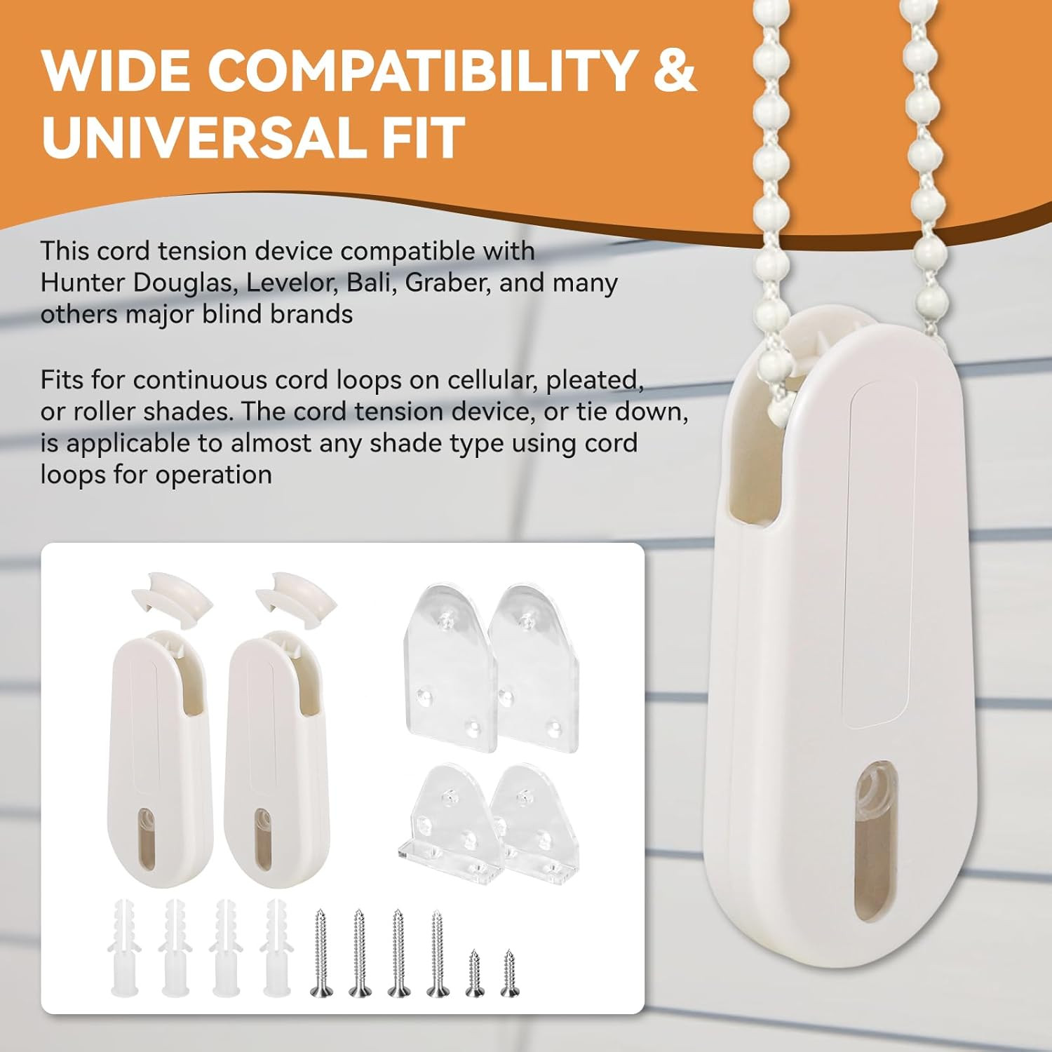 2 Sets Universal Shade Blind Cord Tension Device for Window Blinds,Fit for Hunte