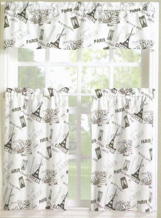 Paris Eiffel Tower Curtains Tier & Valance Lichtenberg No.918 NWT