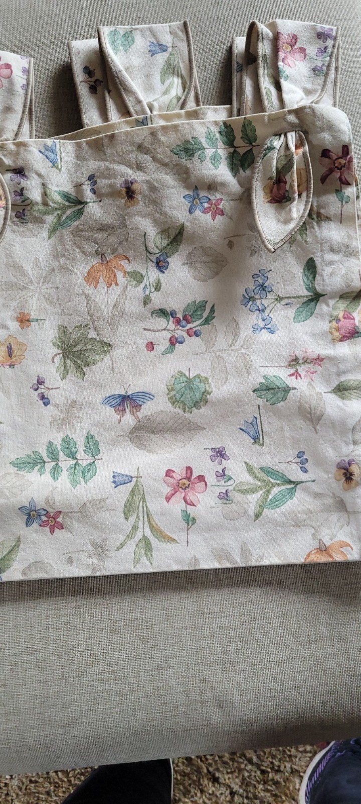 Longaberger Botanical Fields Tab Tie Window Valance 52″×16″ Curtains Set of Two