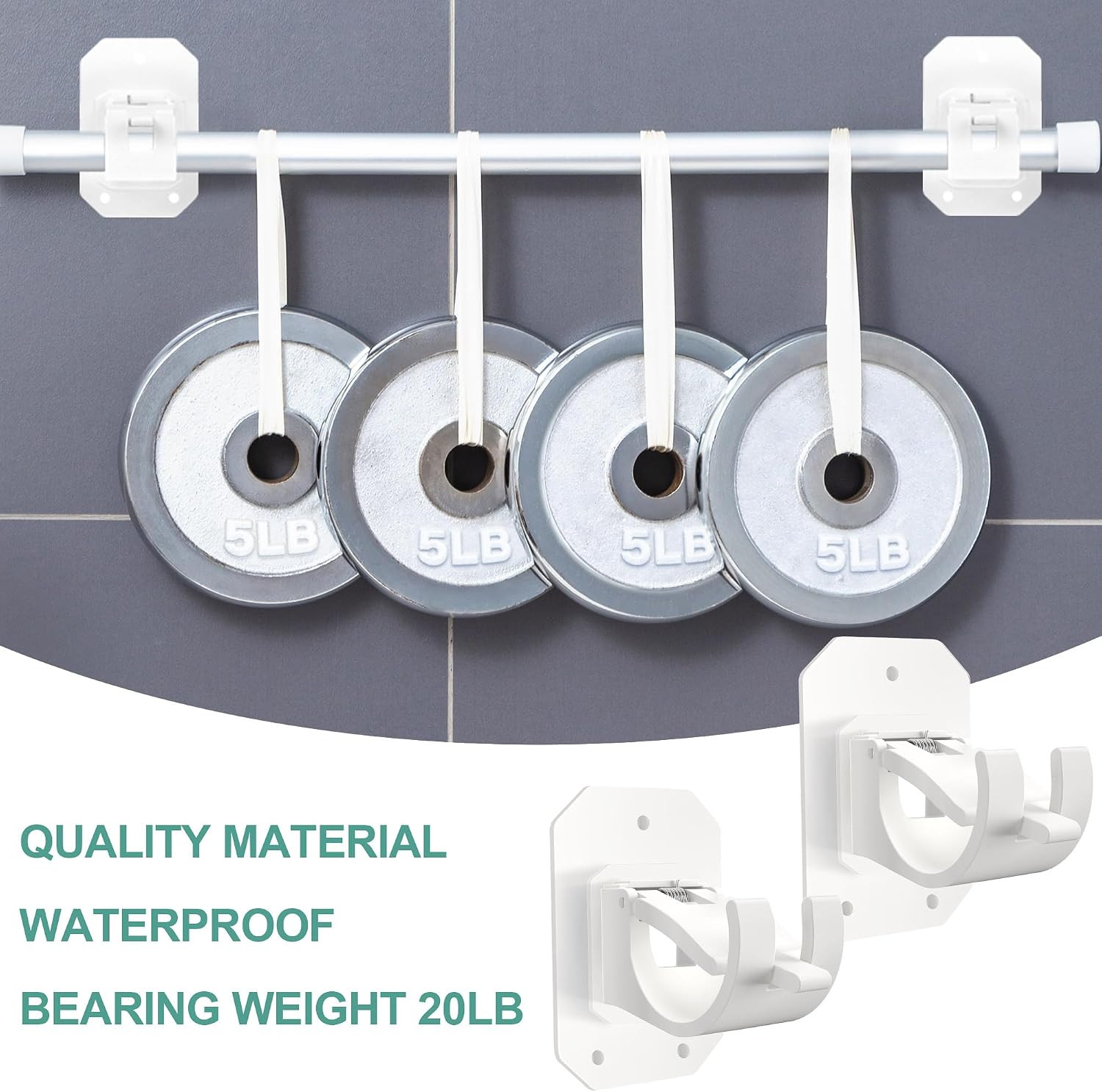 8PCS Upgraded No Drill Curtain Rod Brackets – No Drilling, Self Adhesive, Nail F