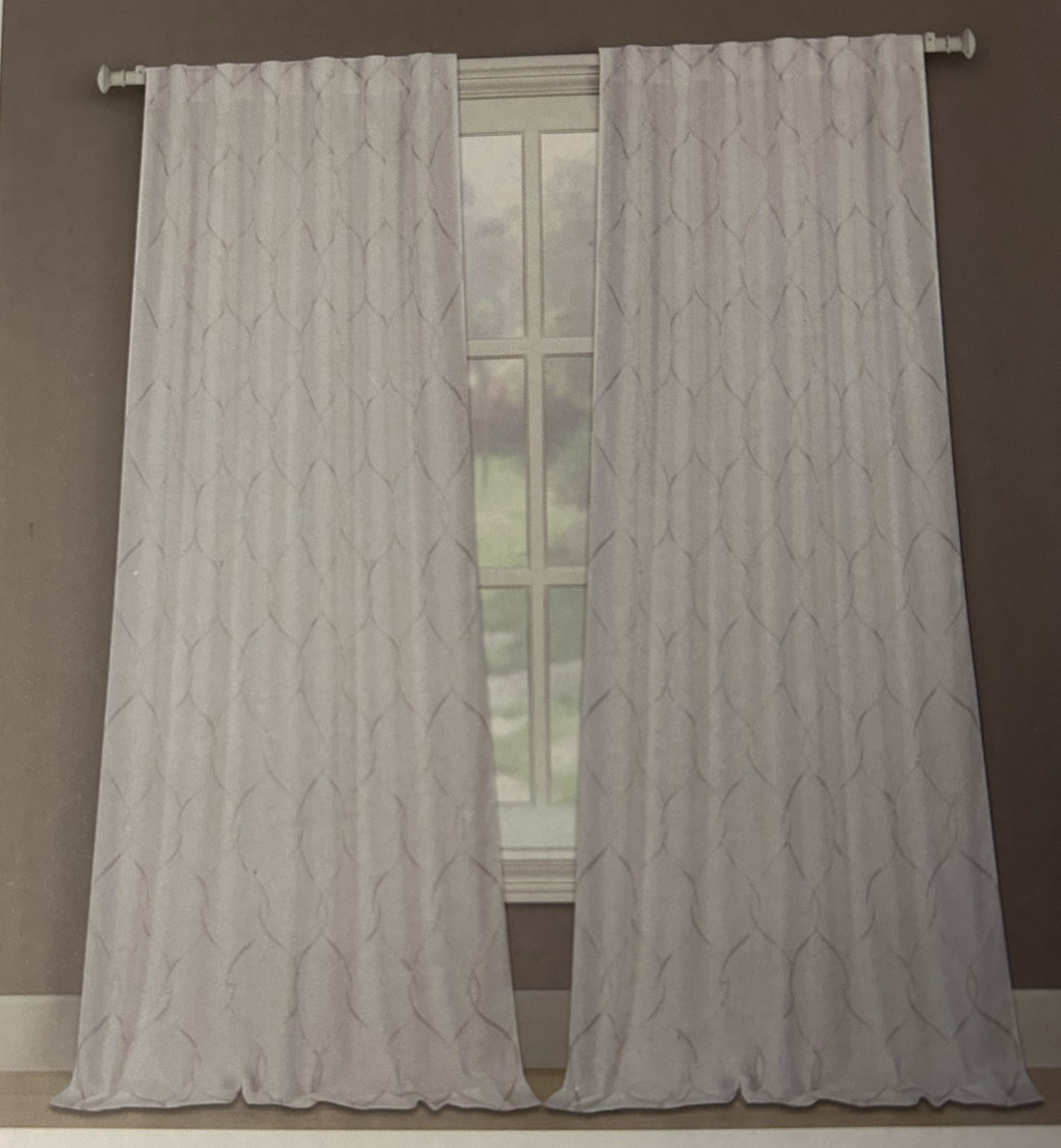 NEW Nicole Miller 2 Rod Pocket Gold Metallic Window Curtain Panels 52”x96”