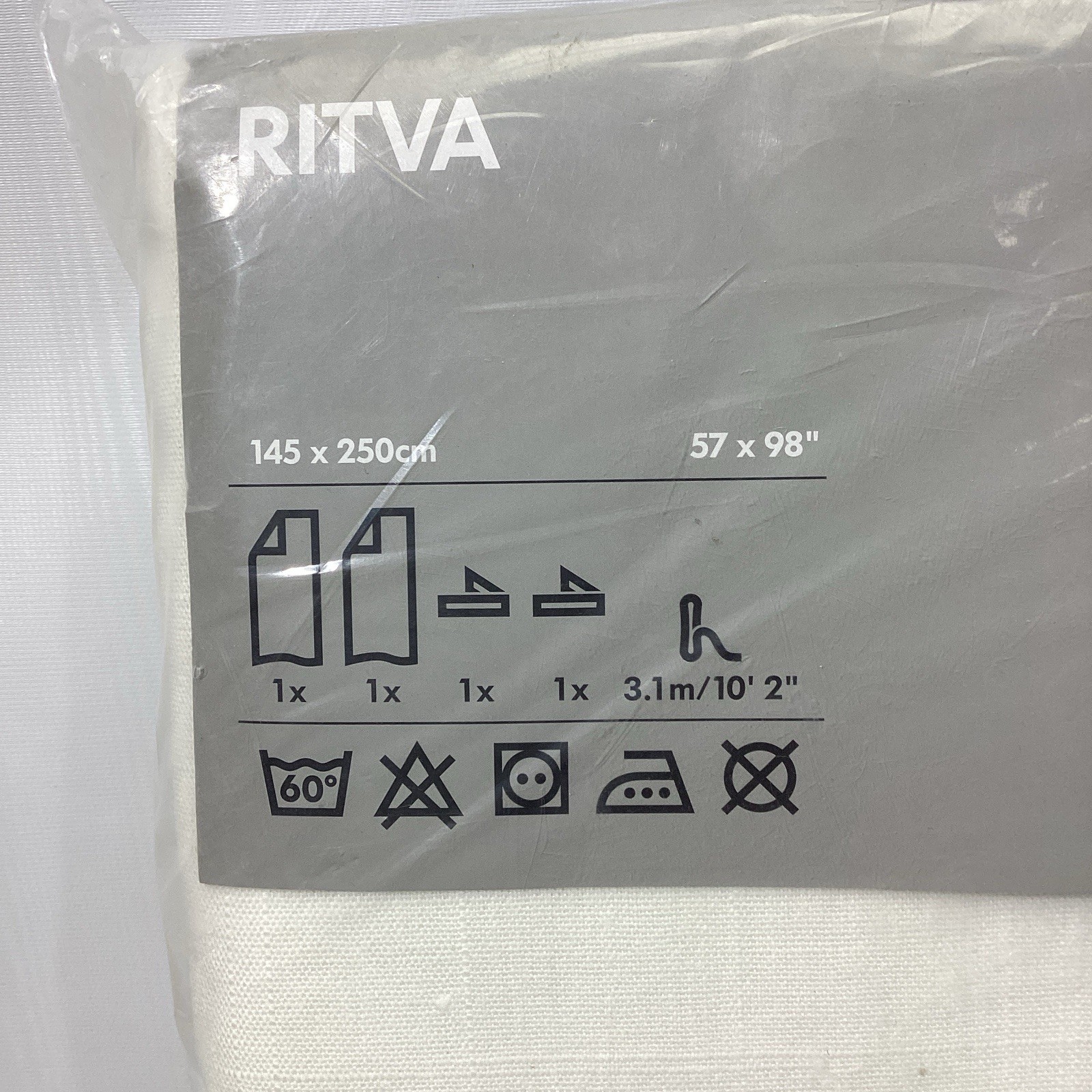 NEW IKEA Ritva Curtains 1 Pair 2 Panels 57”x 98 Textured Cotton Drapes NIP