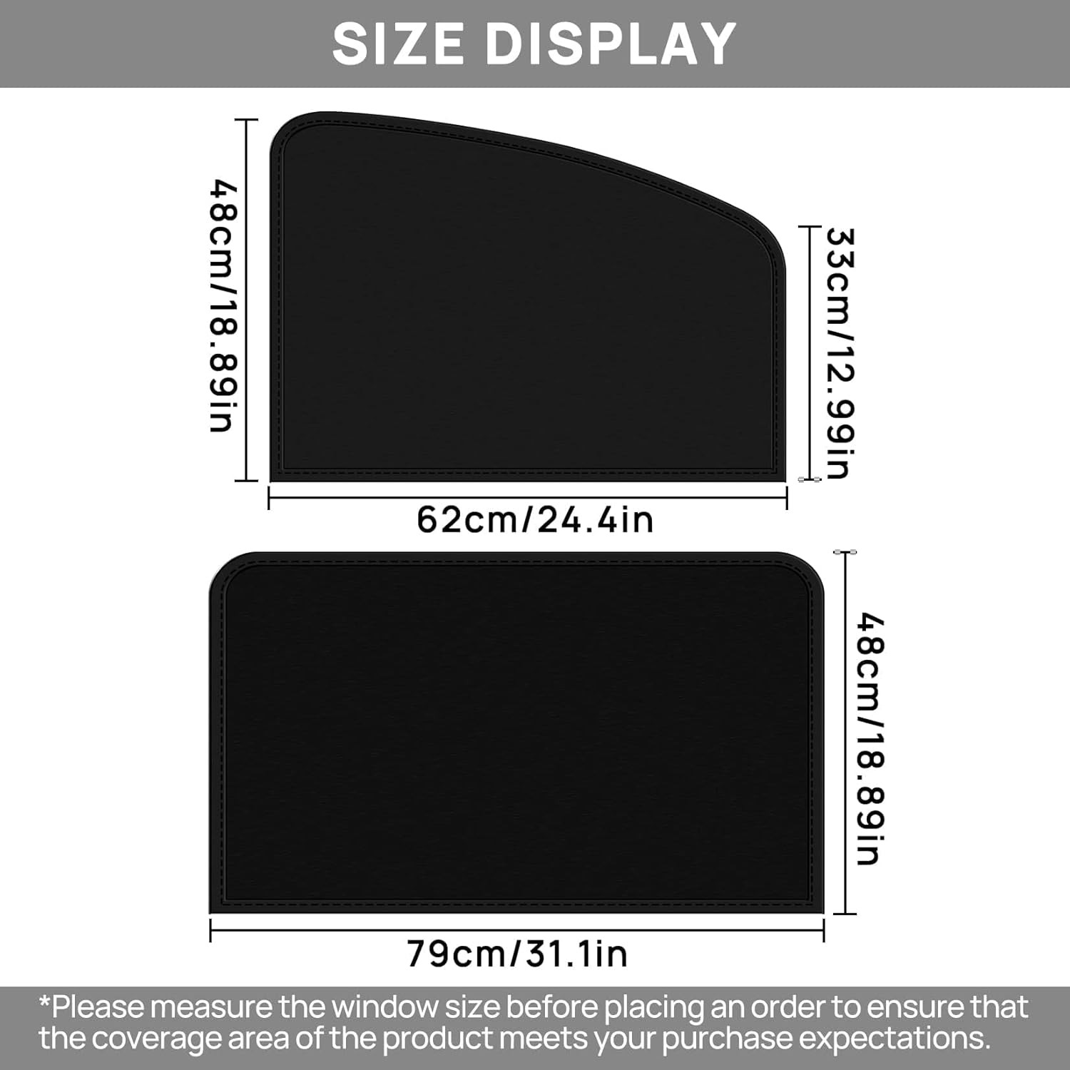 CARGEN Universal Side Window Sun Shade Magnetic Privacy Blinds Car Black