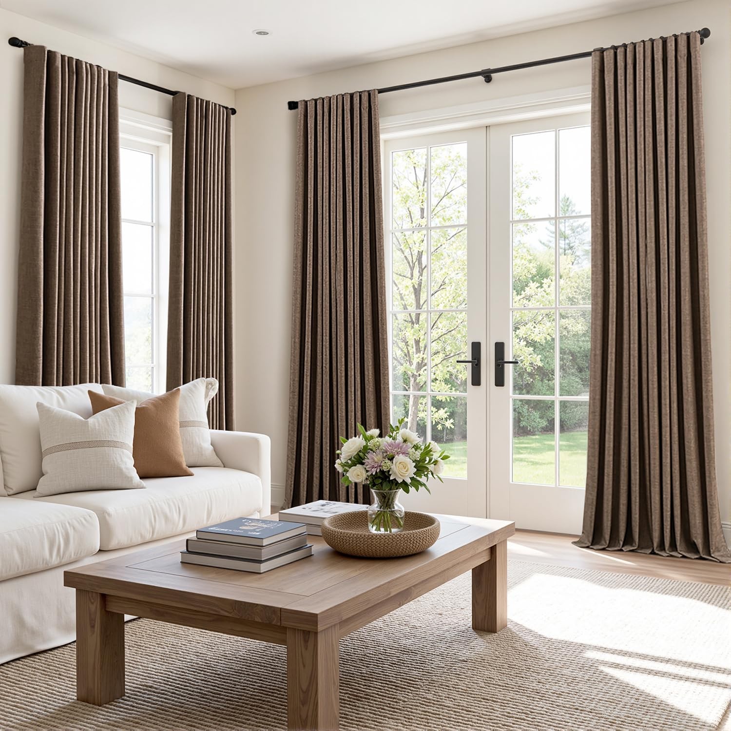MIULEE 100% Blackout Curtains 90 Inch 50″W x 90″L (Pack of 2), Dutch Cocoa