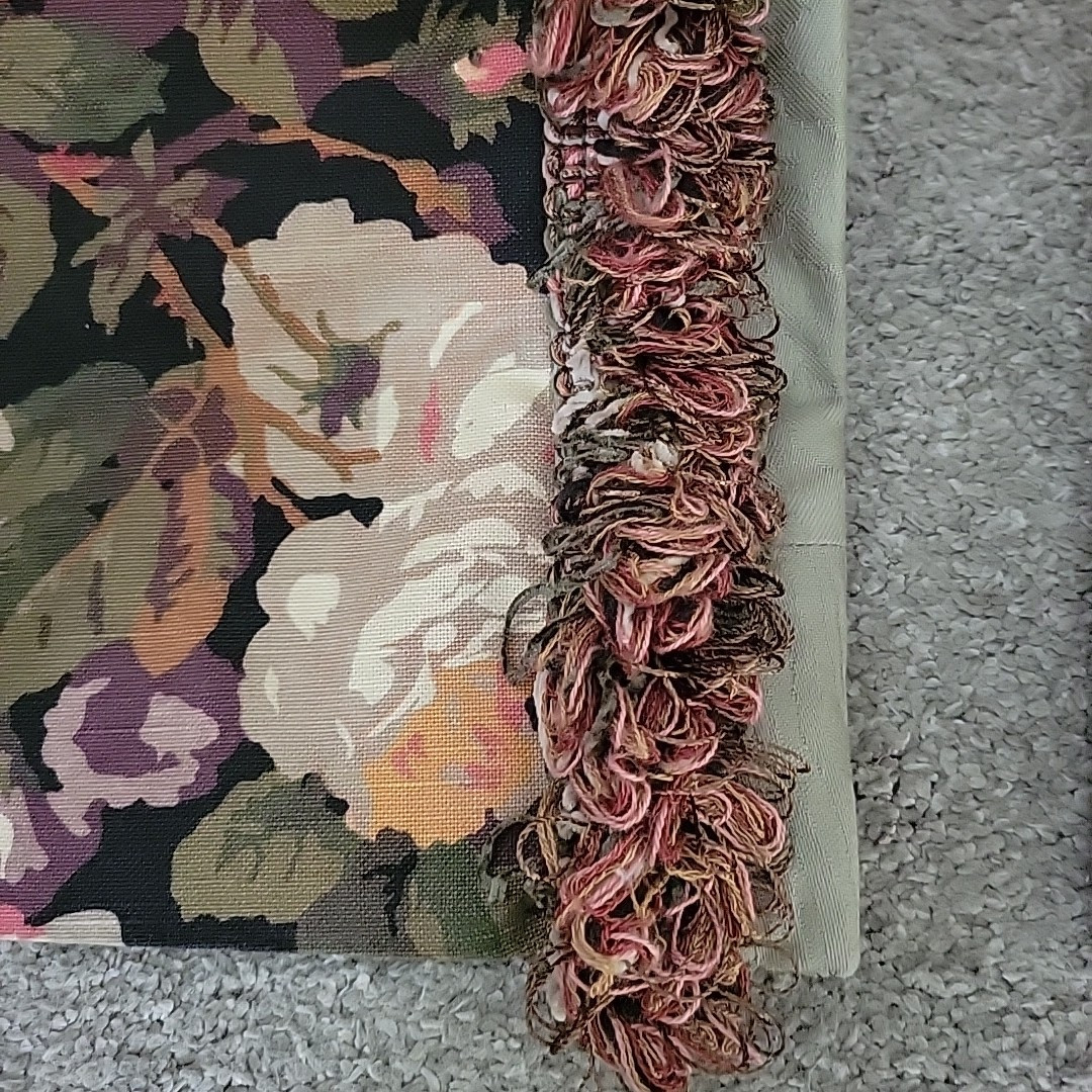 Custom Drapes Curtains Black Floral Lined Interlined Blackout Fringe 108×100