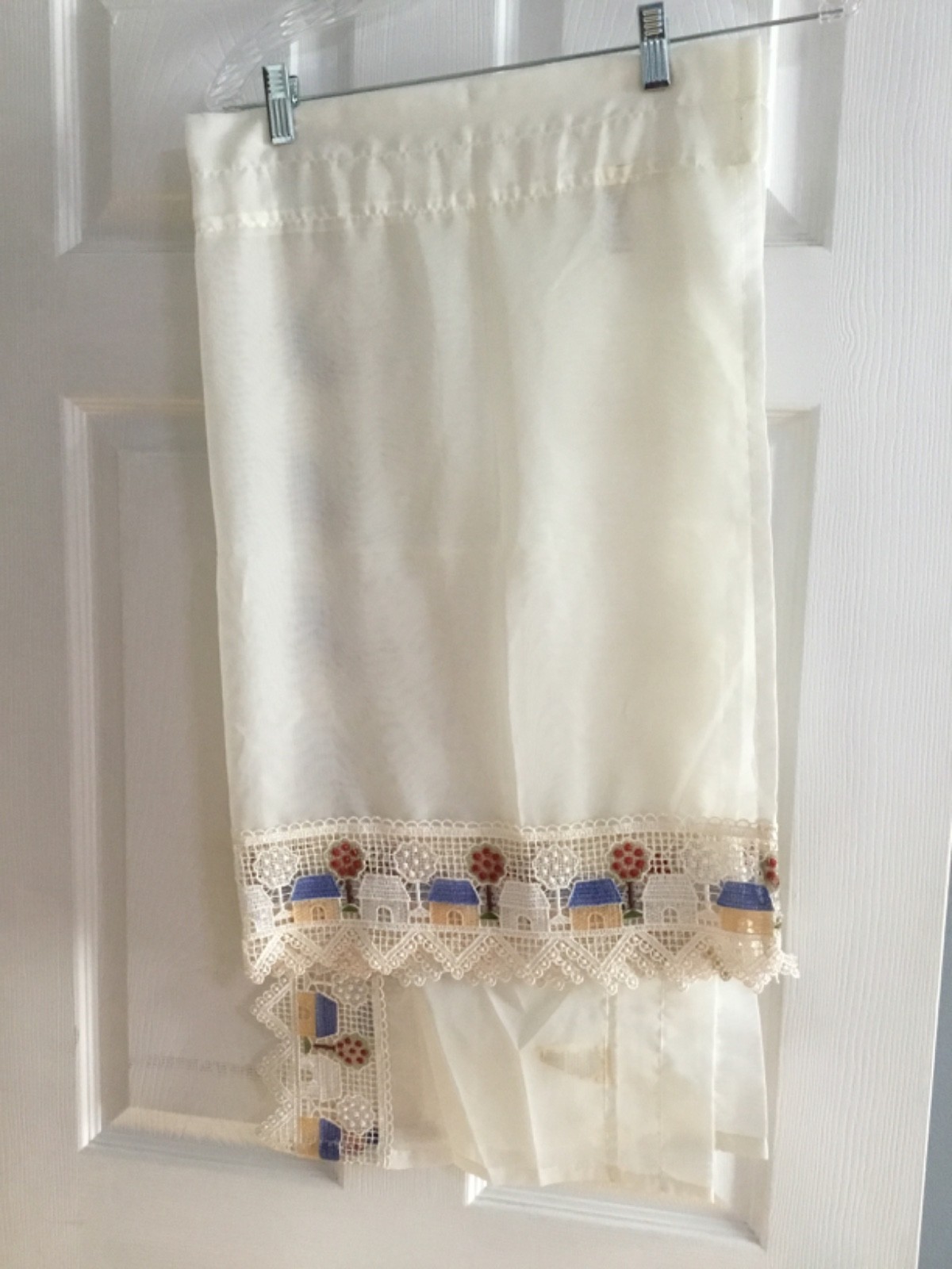 Vintage 70’s Embroidered Curtain Window Valance& Panels House Cottage Core