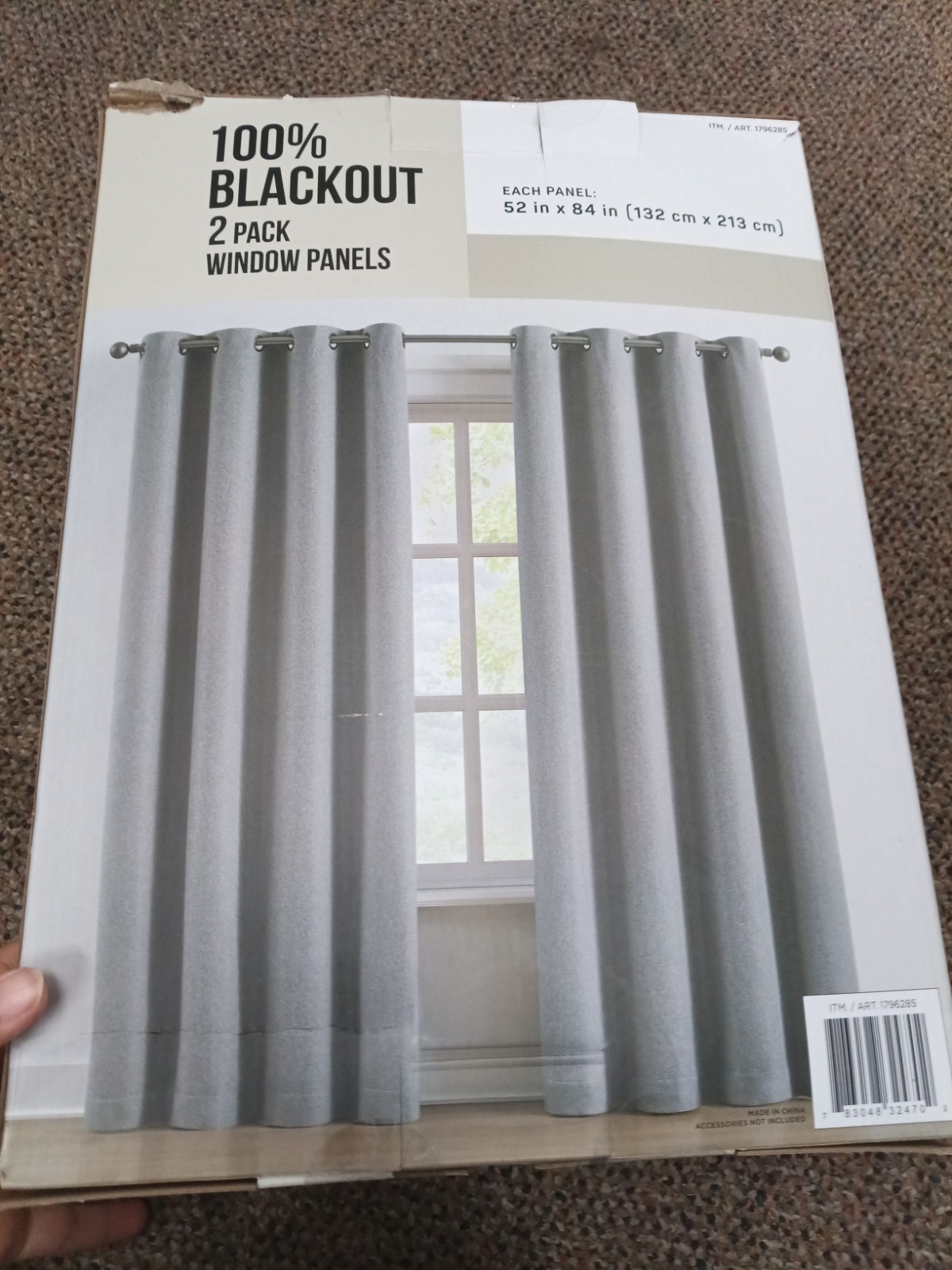 100% Blackout Magnetic Privacy Curtain Panels 2 Pack Gray 52 x 84 Grommet