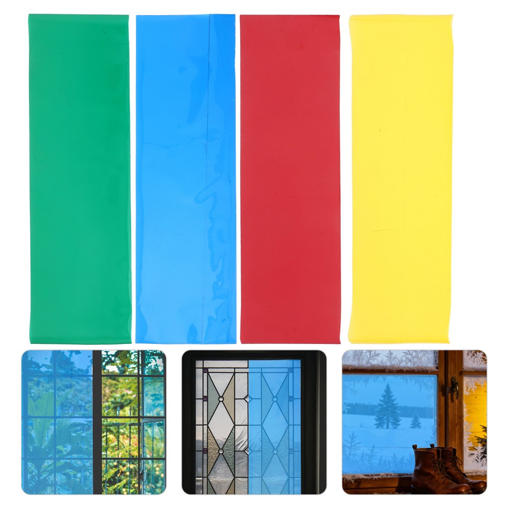 4 Rolls Vinyl Window Film Glass Colored Tint Decorative Decoration