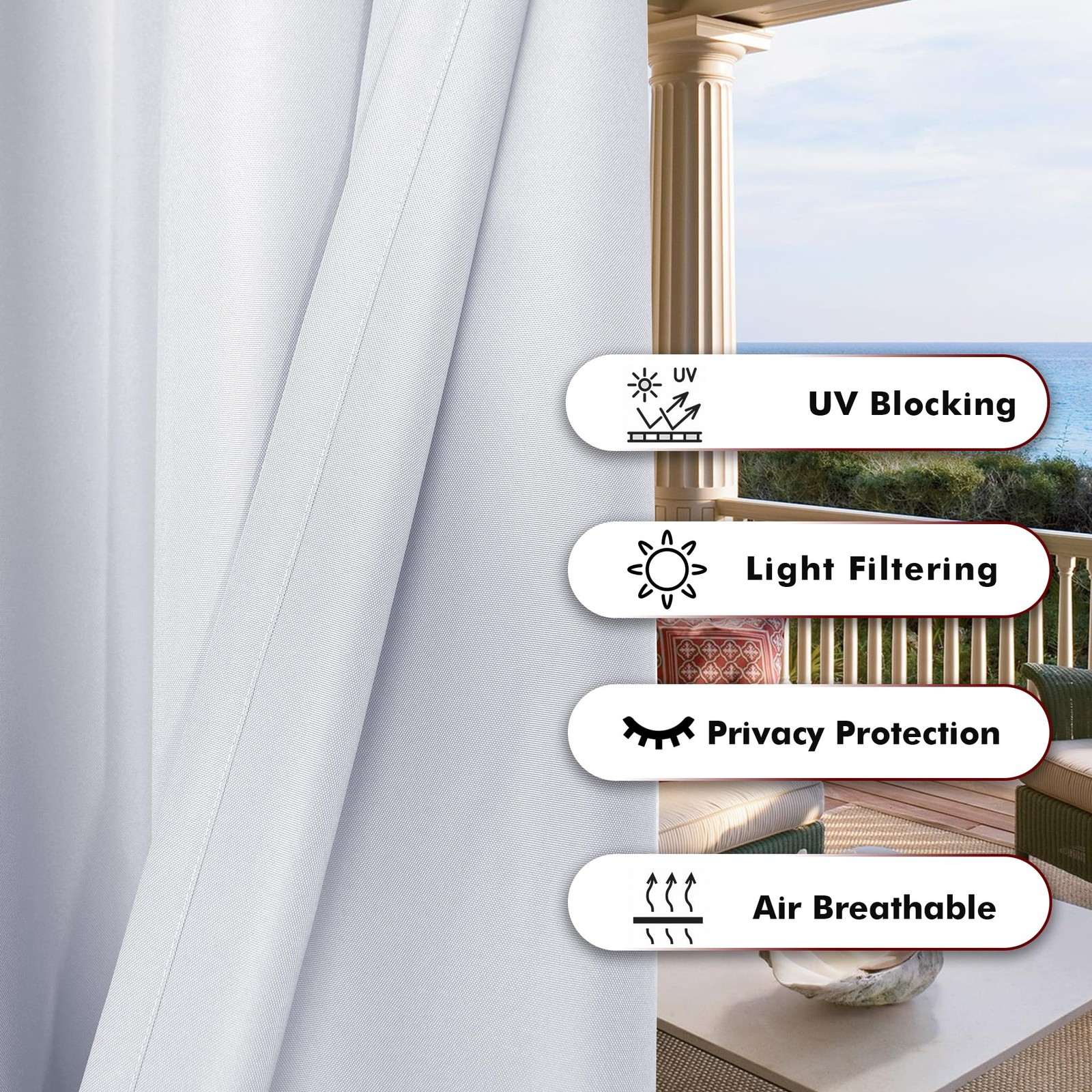 Outdoor Curtains for Patio Water Resistant