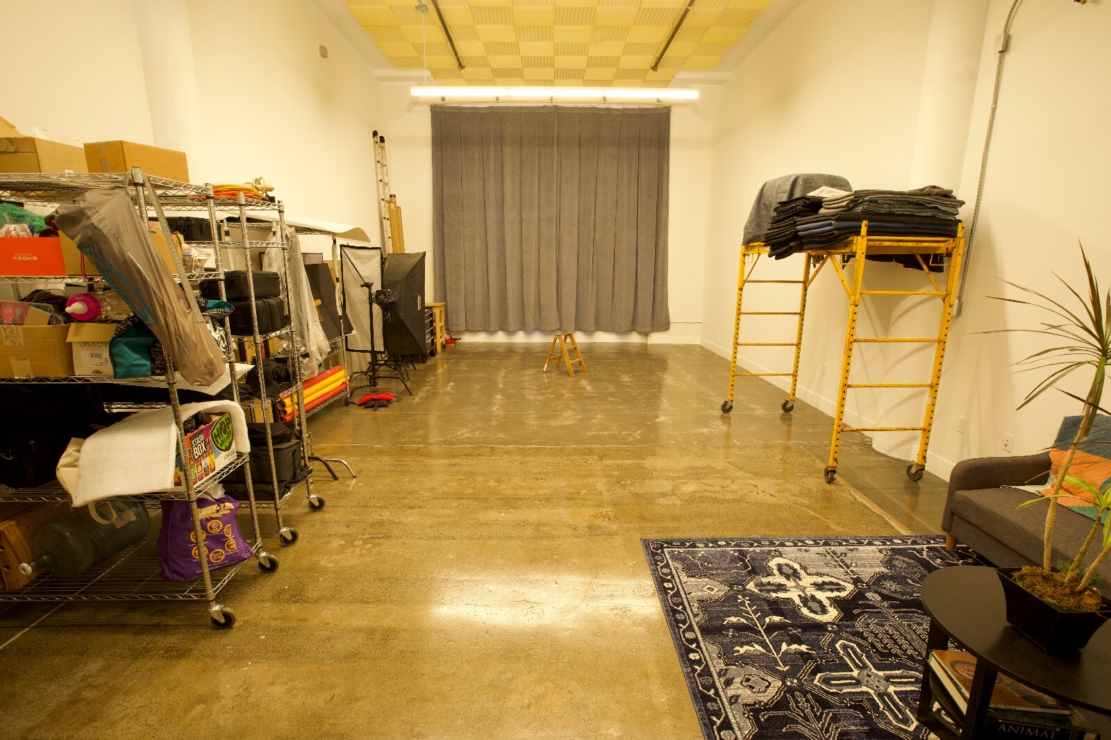 Rose Brand 13.5’h x 7.5’w Center Split Gray Drapes with Floor Pulley Track