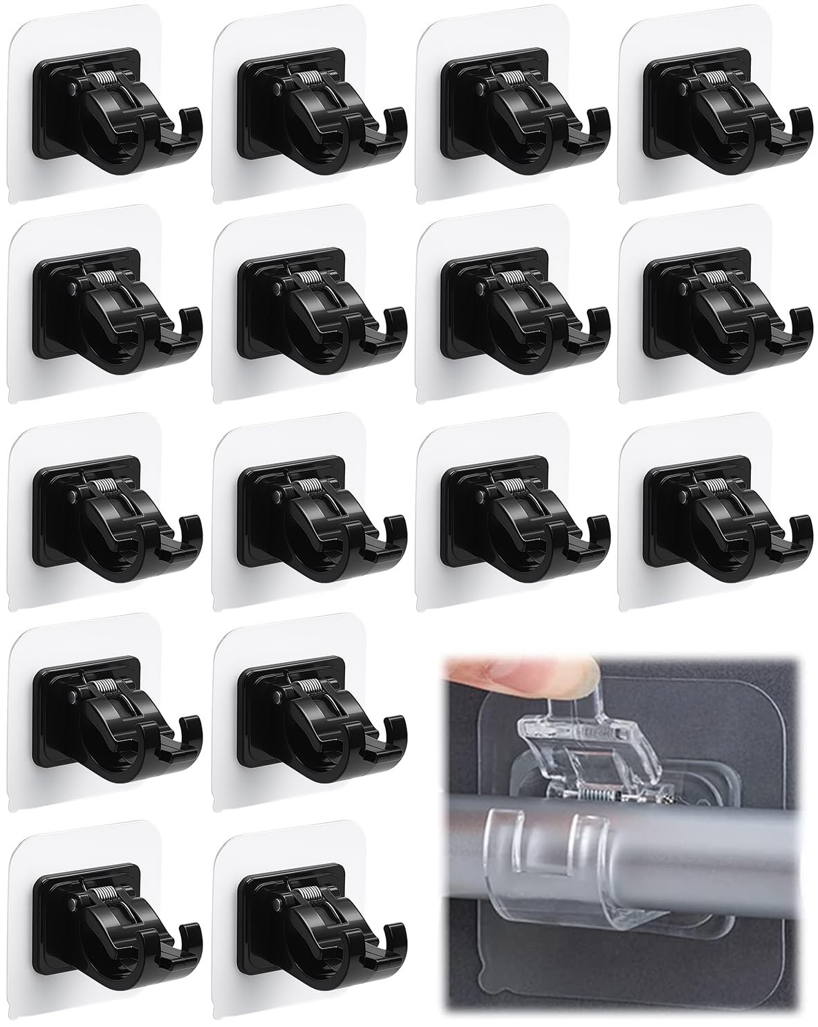 Curtain Rod Bracket No Drilling 16pcs, Self Adhesive Nail Free Curtain Rod Wa…